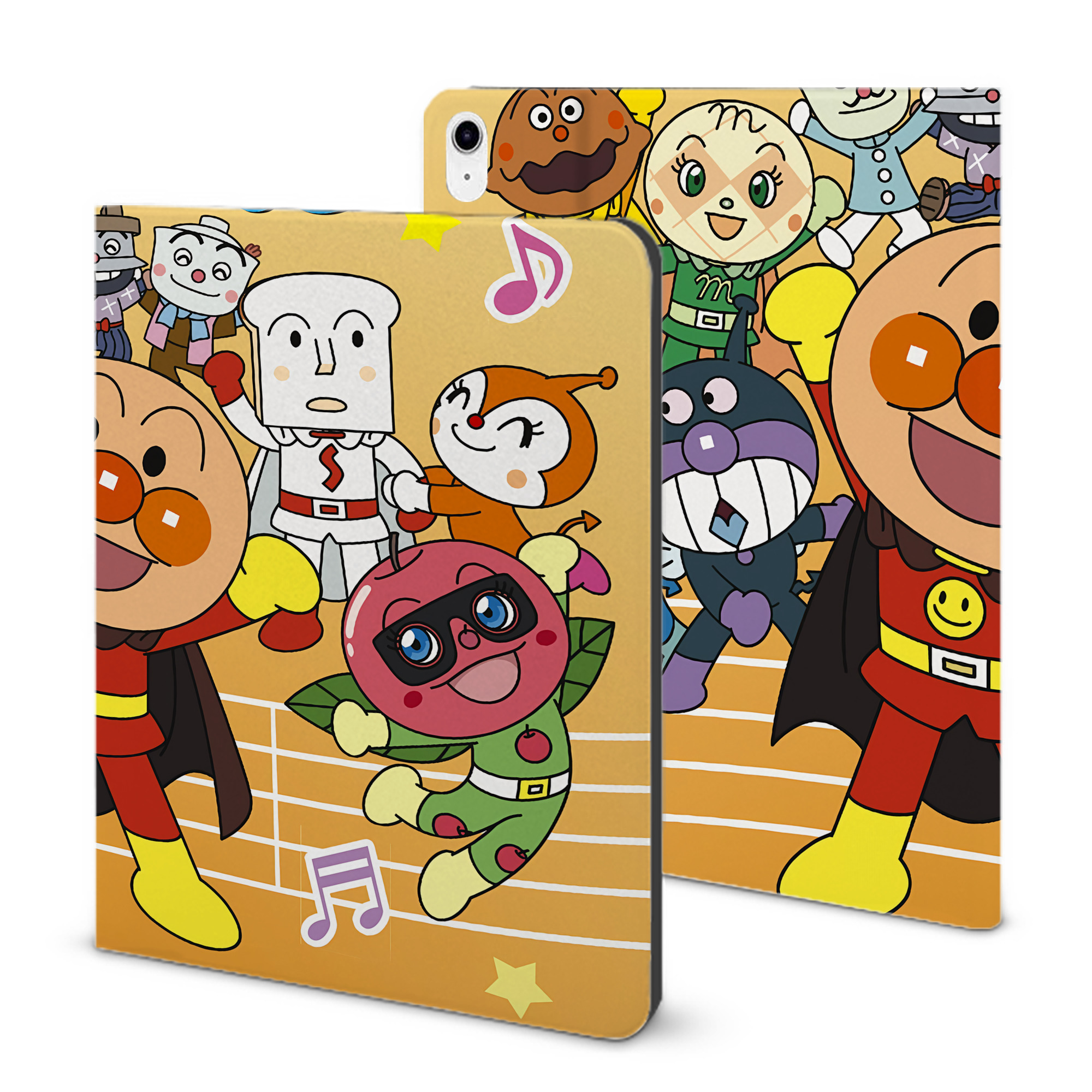 （画像用） アンパンマン Anpanman IPad ケース ブック型 PUレザー TPU 耐衝撃 軽量 薄型 ペン収納なし 全面保護 IPad 各モデル対応